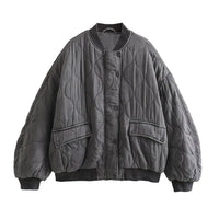 Women's Oversized Grey Bomber Jacket - Alexa