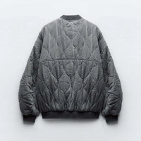 Women's Oversized Grey Bomber Jacket - Alexa