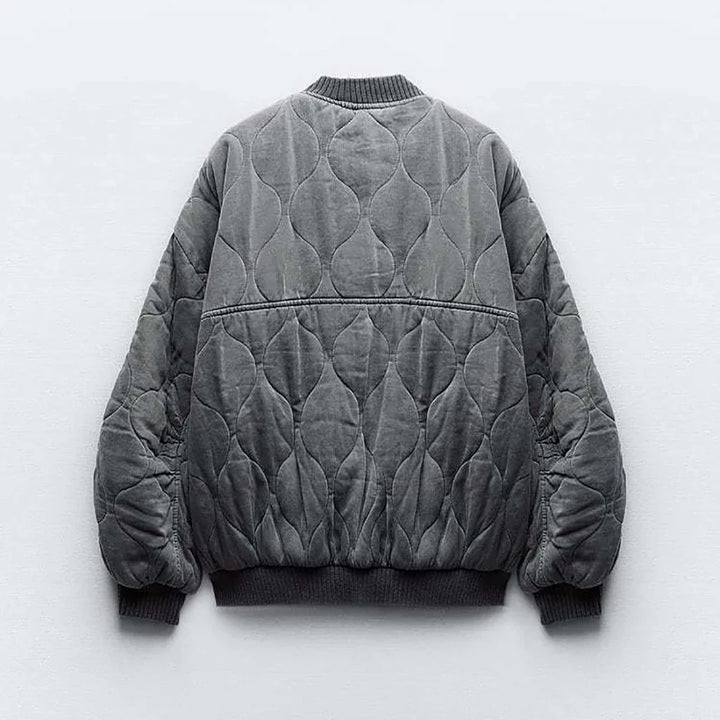 Women's Oversized Grey Bomber Jacket - Alexa
