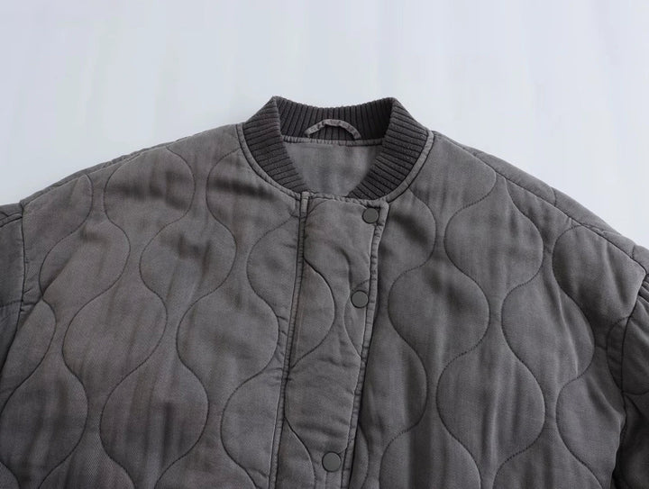 Women's Oversized Grey Bomber Jacket - Alexa