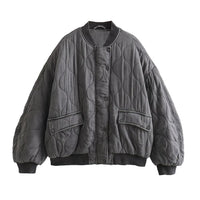 Women's Oversized Grey Bomber Jacket - Alexa