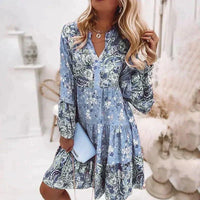 Floral Print Midi Dress With Long Sleeves And Button Closure – Amelise