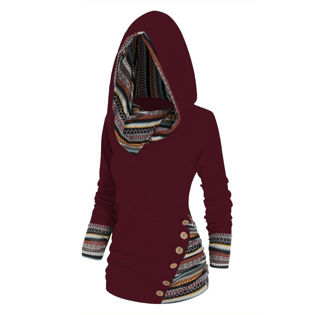 Autumn Ladies' Hooded Sweater with Tribal Pattern – Tavira