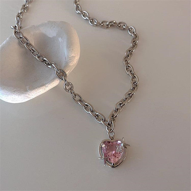 Elegant Heart Drop Necklace | Fashion Peach Heart Pendant