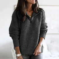 Autumnal structured women's half-zip sweater with long sleeves - Noelle