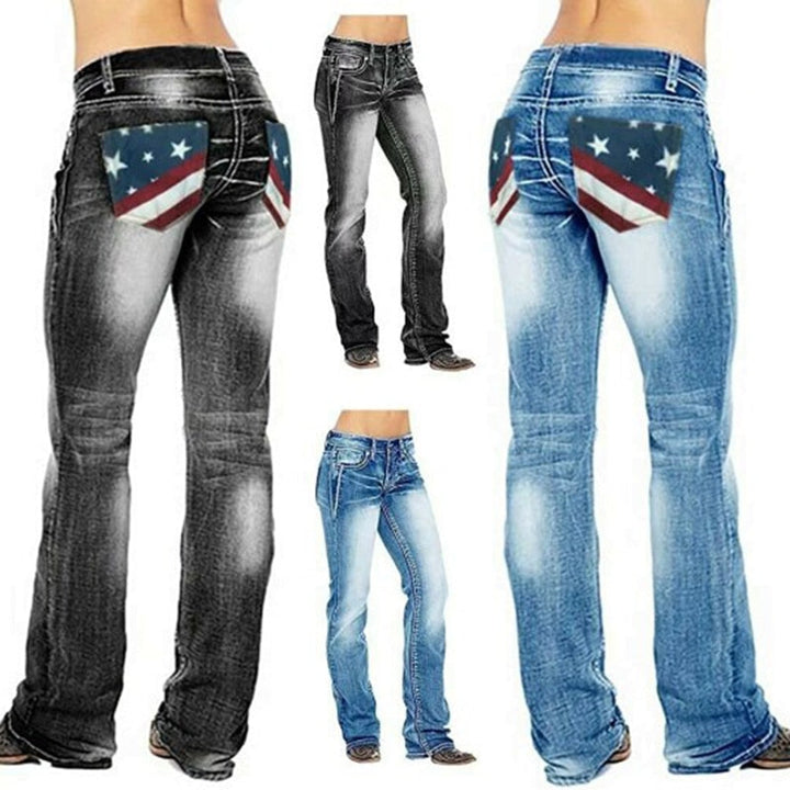 Ladies' bootcut jeans with flag details – Madison