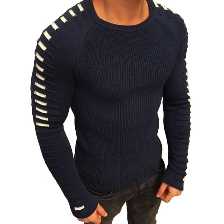 Men's knitted jumper with stripe details – Lukas autumn edition