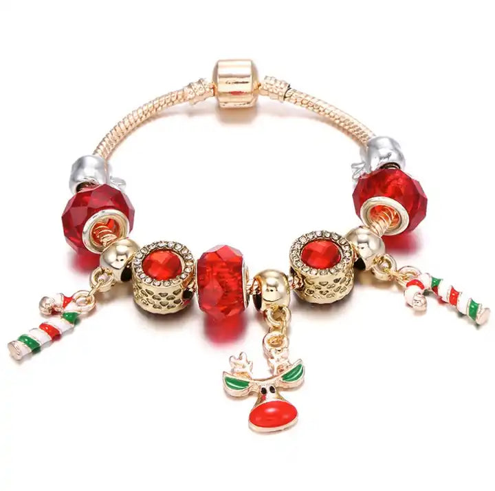 Christmas Candy Cane Charm Bracelet | Festive Jewellery Gift