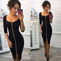 Autumn Bodycon Dress with Zip - Clara