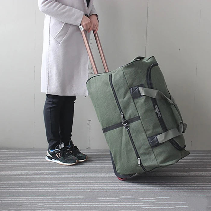 Extra-Large Canvas Trolley Luggage Bag with Wheels for Long-Distance Travel