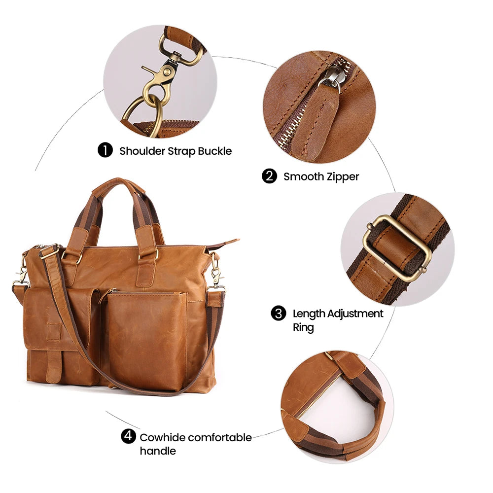 Large Genuine Leather Vintage Laptop Briefcase