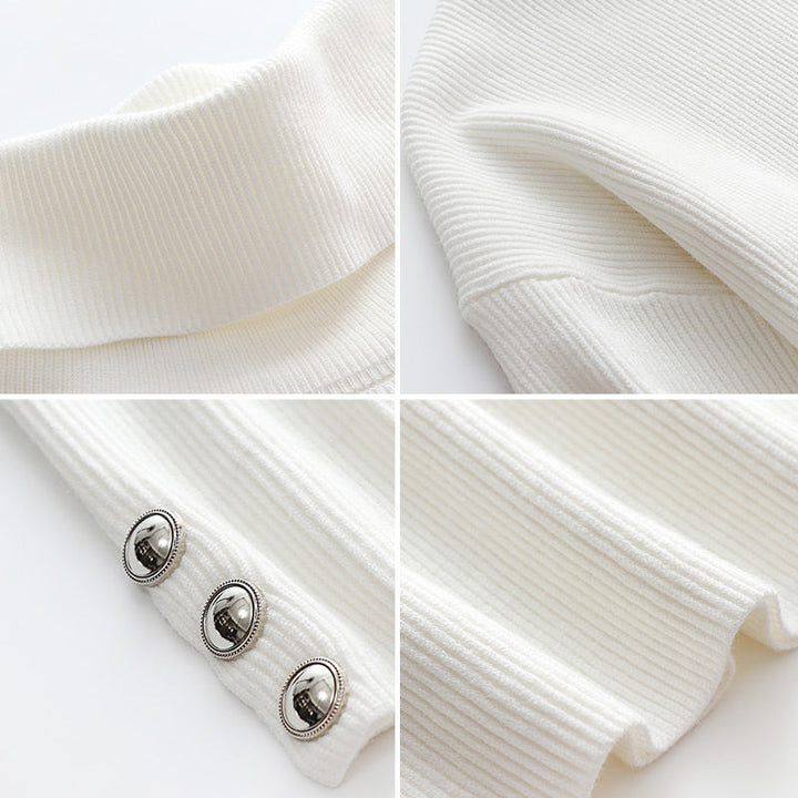 Buttoned women's turtleneck with stylish detail – Elara