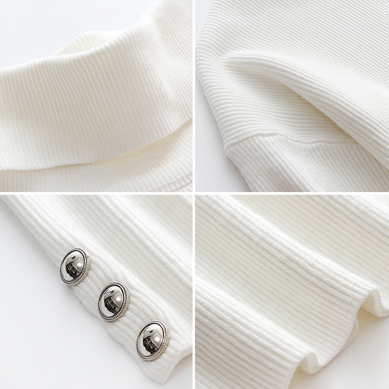 Buttoned women's turtleneck with stylish detail – Elara