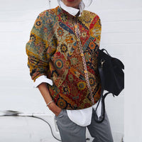 Autumn patterned women's top with button placket – Samira