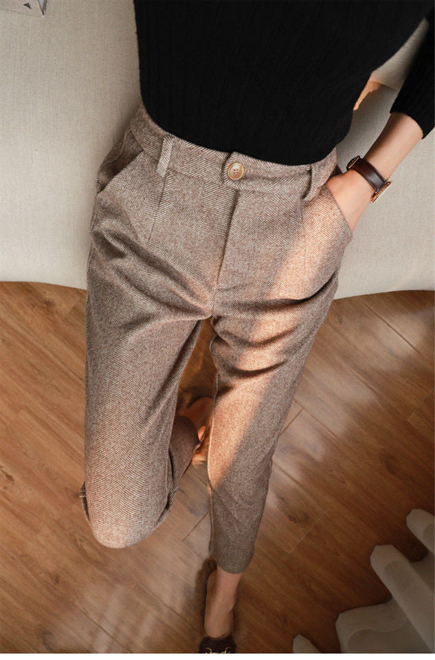 Women's harem trousers made of wool for autumn & winter – Amara