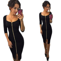 Autumn Bodycon Dress with Zip - Clara