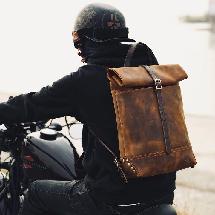 Crazy Horse Leather Distressed Travel Backpack