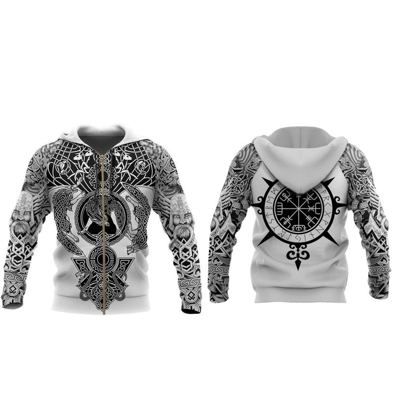 Viking hoodie with runes and warrior motifs – Eirik