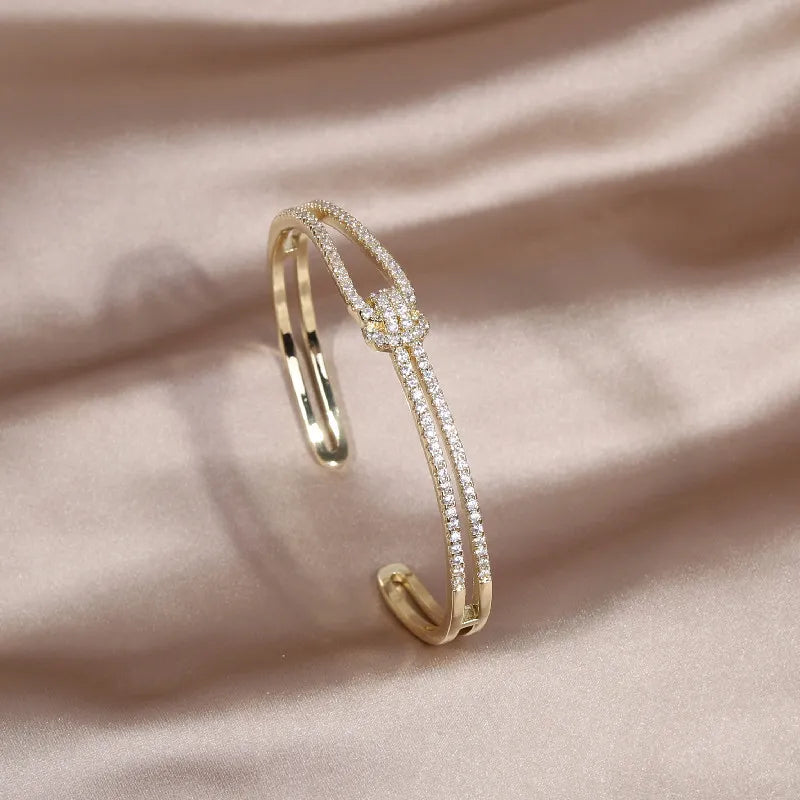 Gold Knot Crystal Bangle