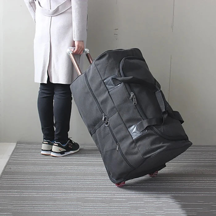 Extra-Large Canvas Trolley Luggage Bag with Wheels for Long-Distance Travel