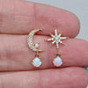 Aurora Gold Moon & Star Opal Earrings