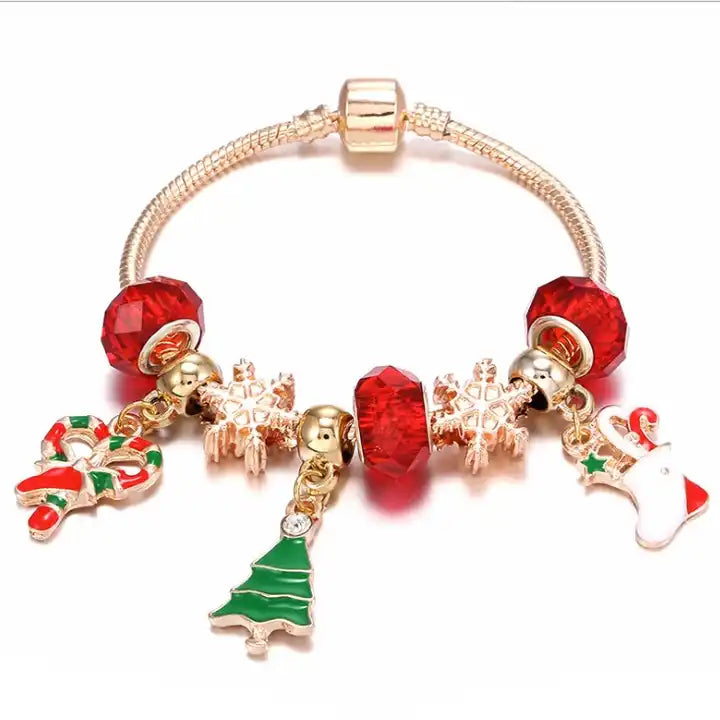 Christmas Candy Cane Charm Bracelet | Festive Jewellery Gift