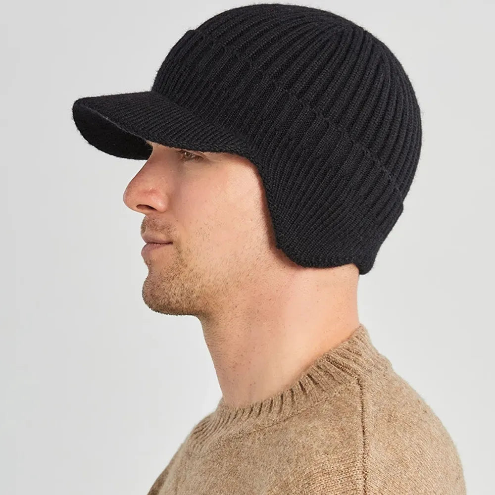 Men's knitted hat with ear flaps - Kian (1+1 FREE)