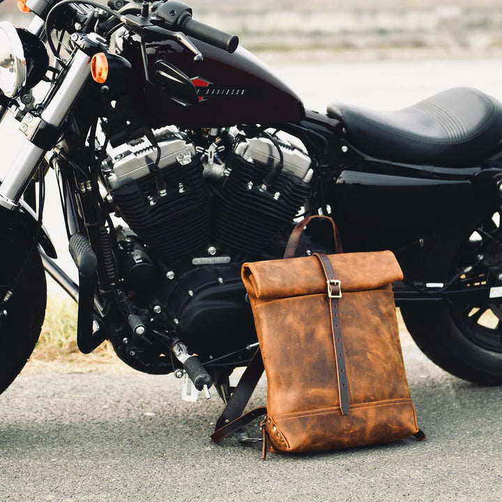 Crazy Horse Leather Distressed Travel Backpack
