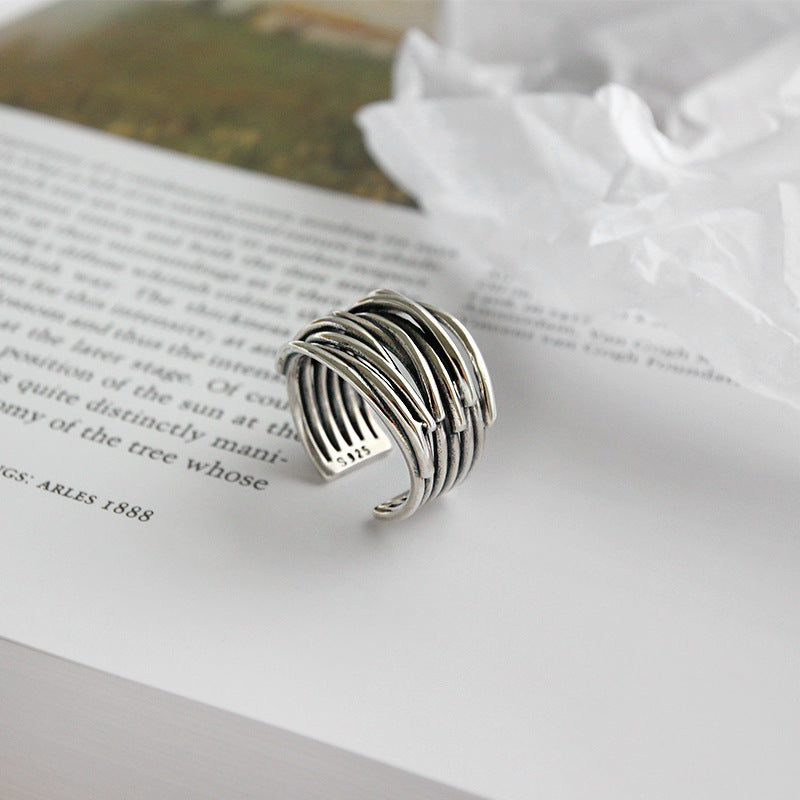 Adjustable Silver Layered Ring - Mireille