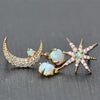 Aurora Gold Moon & Star Opal Earrings