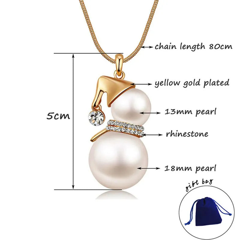 CHRISTMAS SNOWMAN PEARL NECKLACE | Festive Women's Jewellery | Holiday Cheer