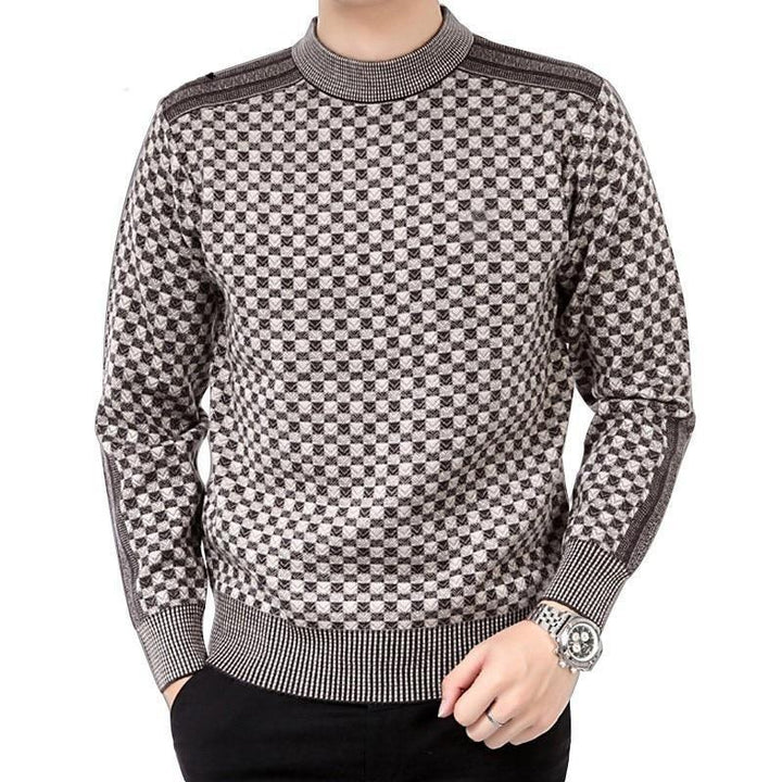 Men's sweater with check knit pattern – Fabian