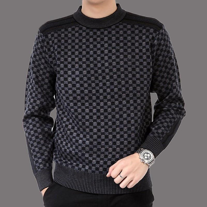Men's sweater with check knit pattern – Fabian