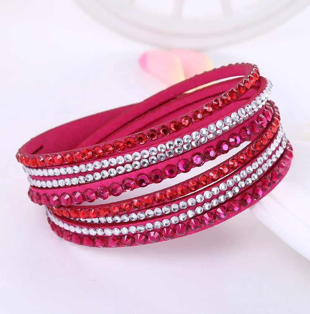 Layered Rhinestone Wrap Bracelet