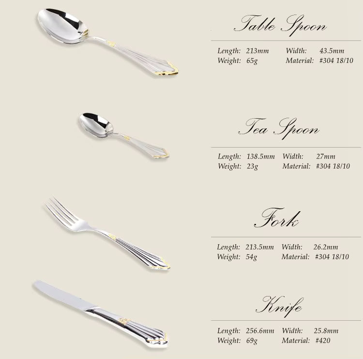 24- or 48-Piece Stainless Steel Cutlery Set with Gold Finish – GlowCut