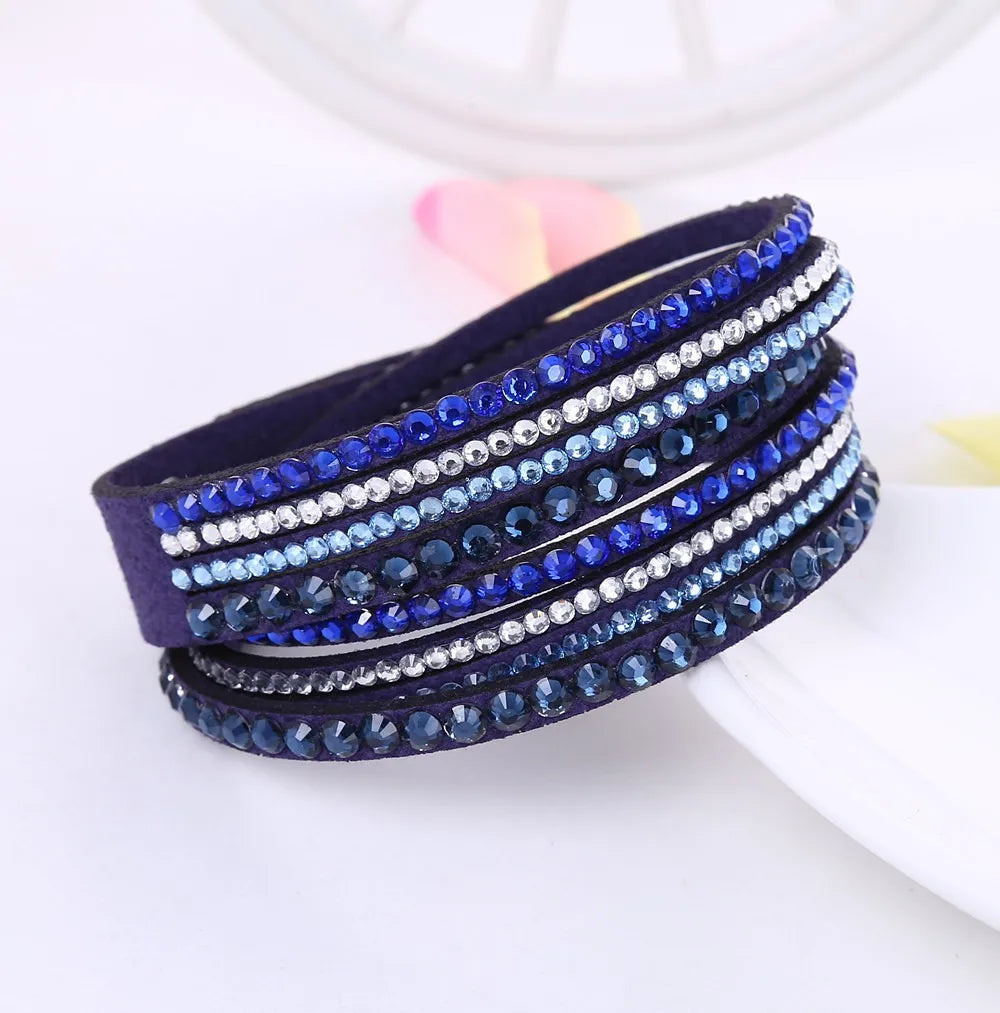 Layered Rhinestone Wrap Bracelet