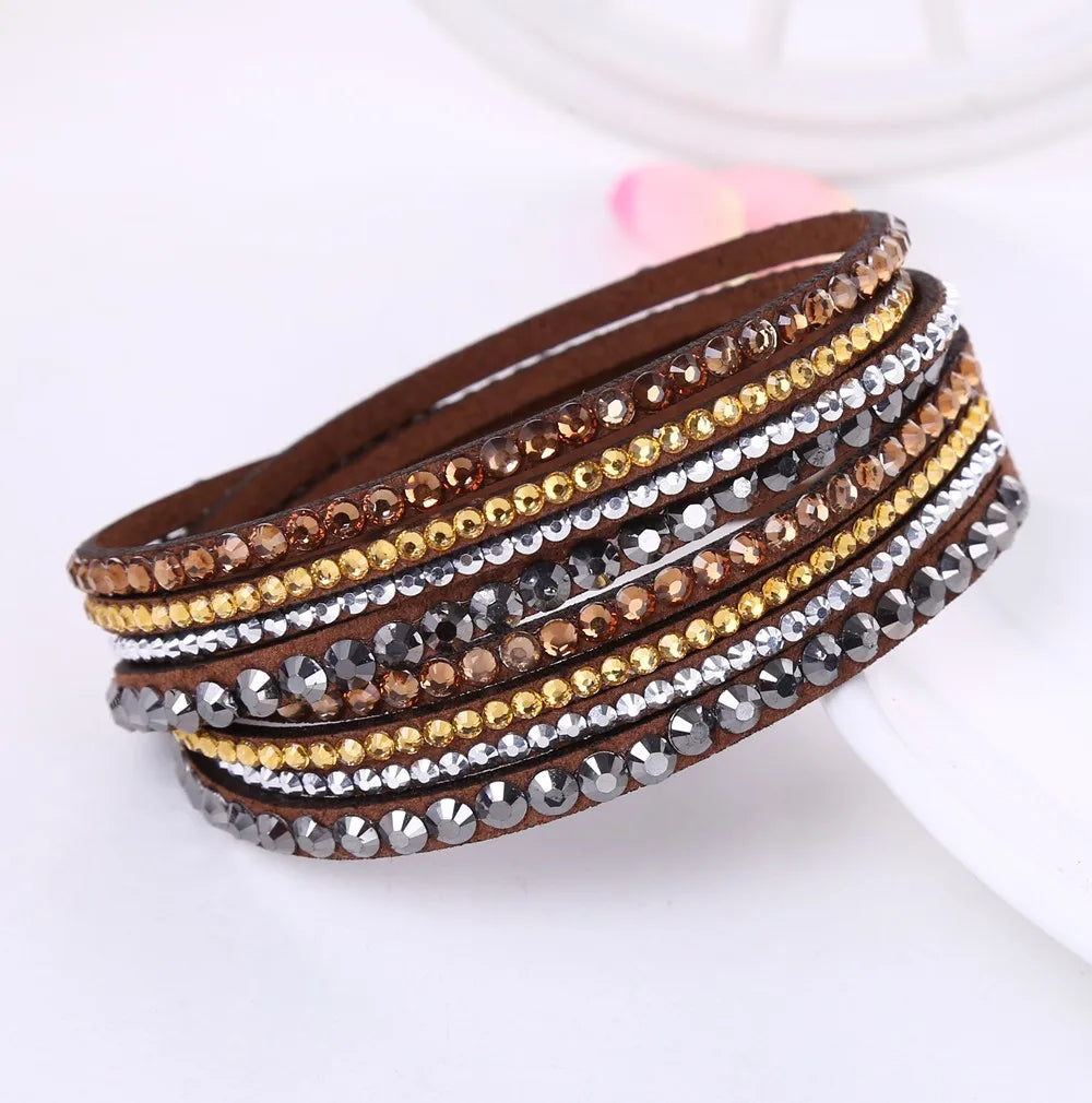 Layered Rhinestone Wrap Bracelet