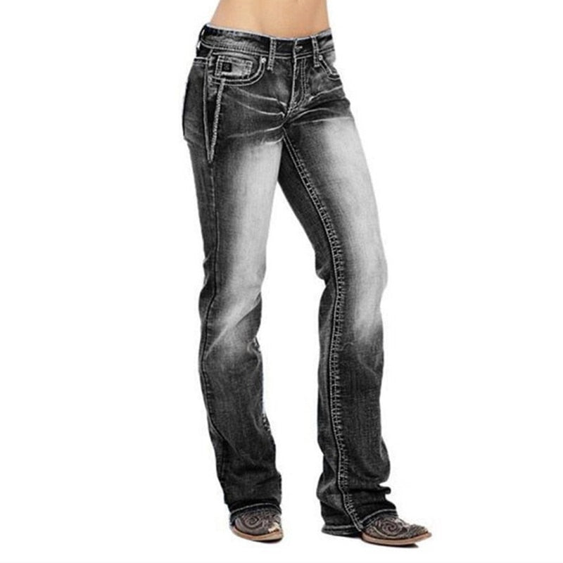 Ladies' bootcut jeans with flag details – Madison