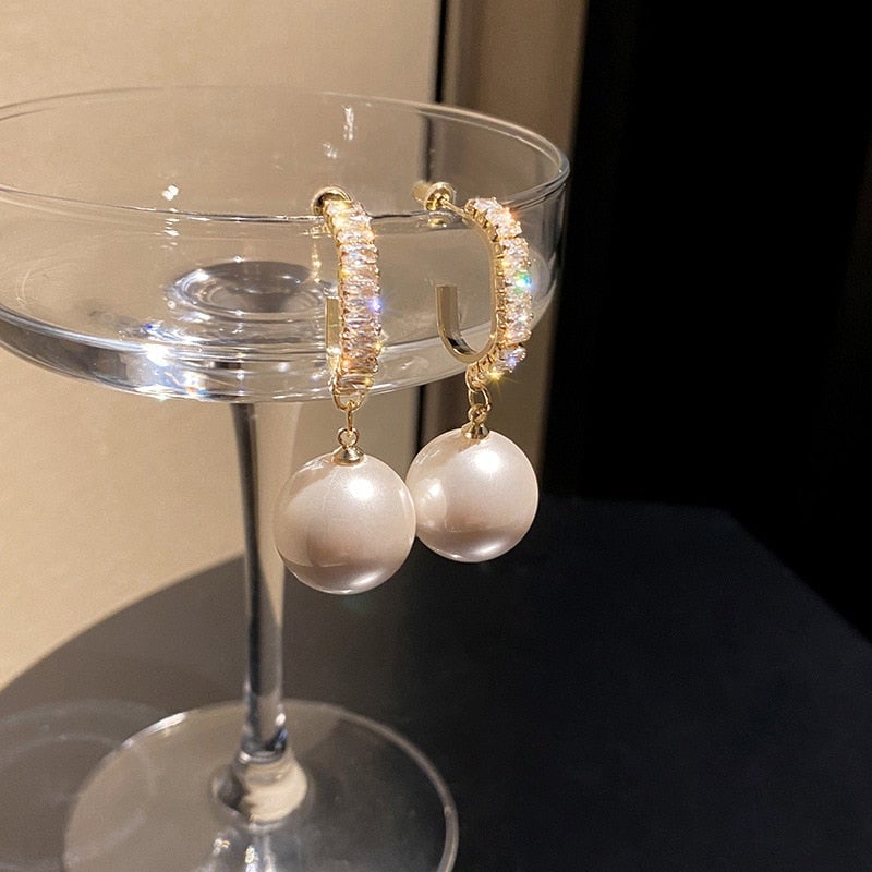 Luxurious Pearl and Zirconia Earrings - Amara