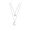 Double Moon Pendant Necklace | Layered Silver Jewellery