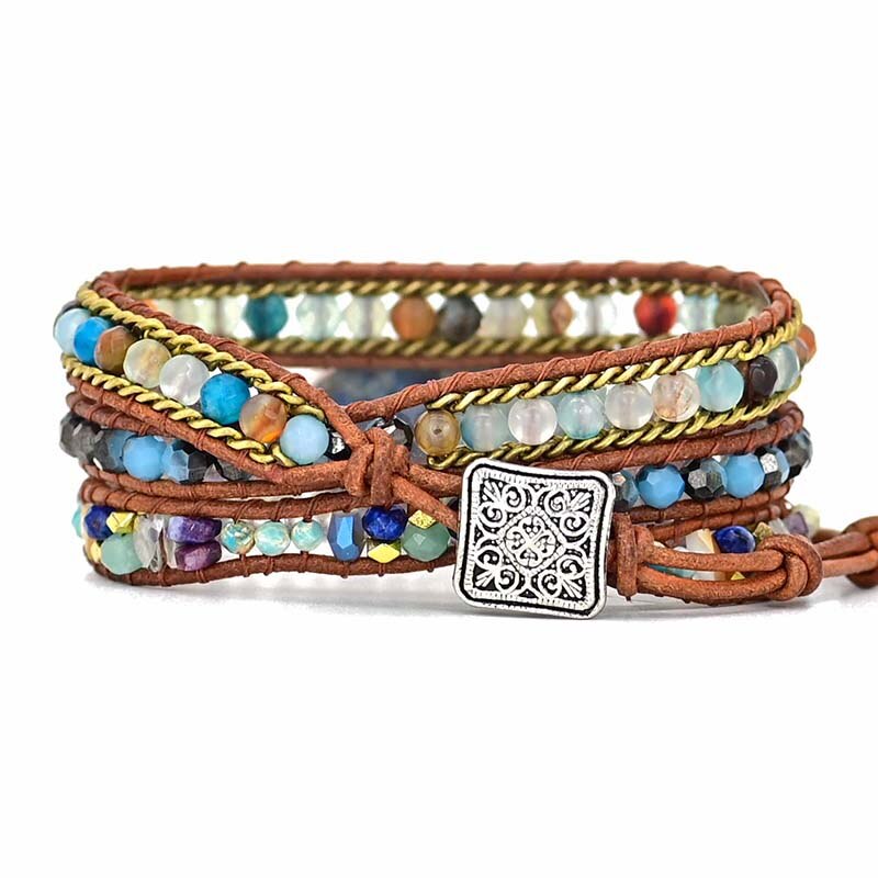 Blue Hamsa Turquoise Wrap Bracelet - Soraya