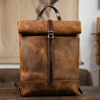 Crazy Horse Leather Distressed Travel Backpack