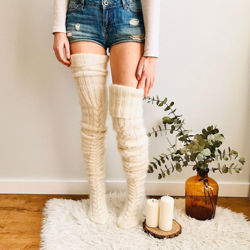 Ladies Over-Knee Knitted Socks – Aurora