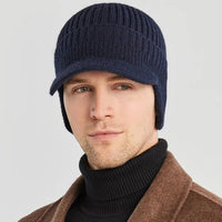 Men's knitted hat with ear flaps - Kian (1+1 FREE)