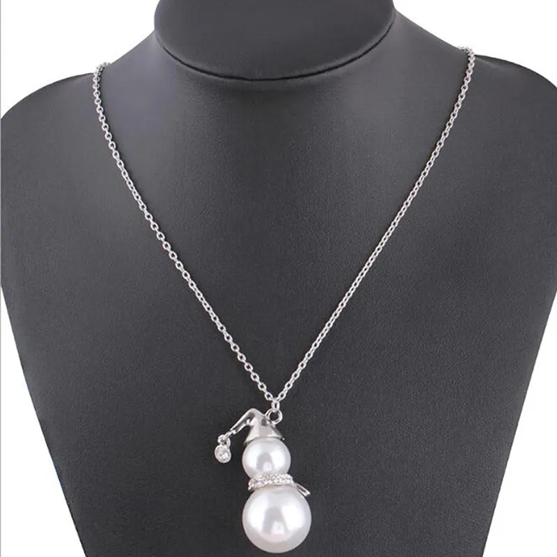 CHRISTMAS SNOWMAN PEARL NECKLACE | Festive Women's Jewellery | Holiday Cheer