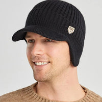 Men's knitted hat with ear flaps - Kian (1+1 FREE)
