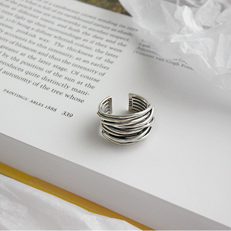 Adjustable Silver Layered Ring - Mireille