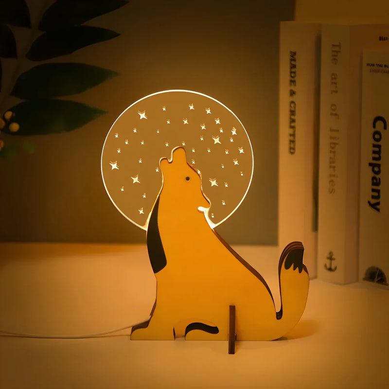 Wooden Animal Table Lamp - WildGlow