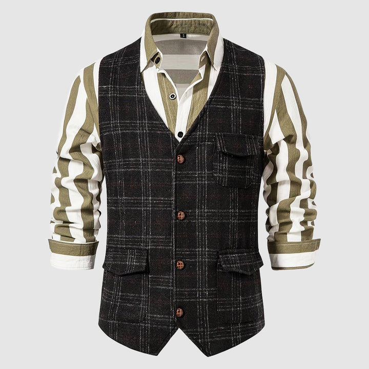 Vintage Men's Waistcoat with Checked Pattern – Henri