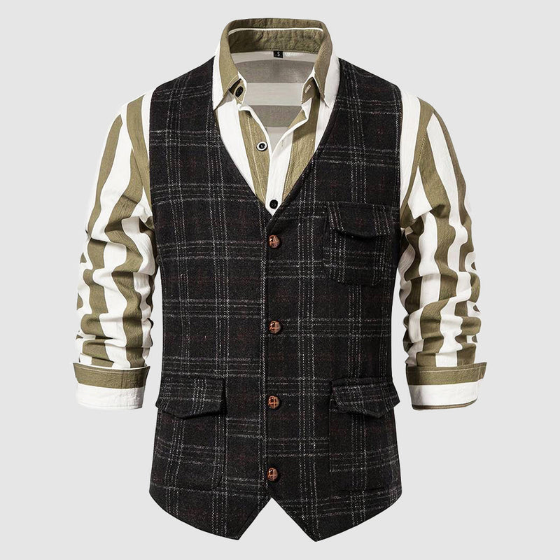 Vintage Men's Waistcoat with Checked Pattern – Henri